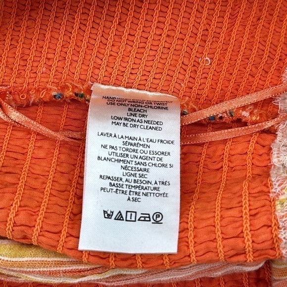 Anthropologie Yellow & Orange Striped Smocked Tank Top Size Large NWT - Picture 7 of 10